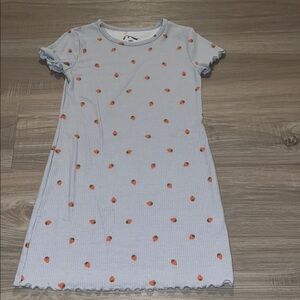 Girls Light Blue Dress with strawberries